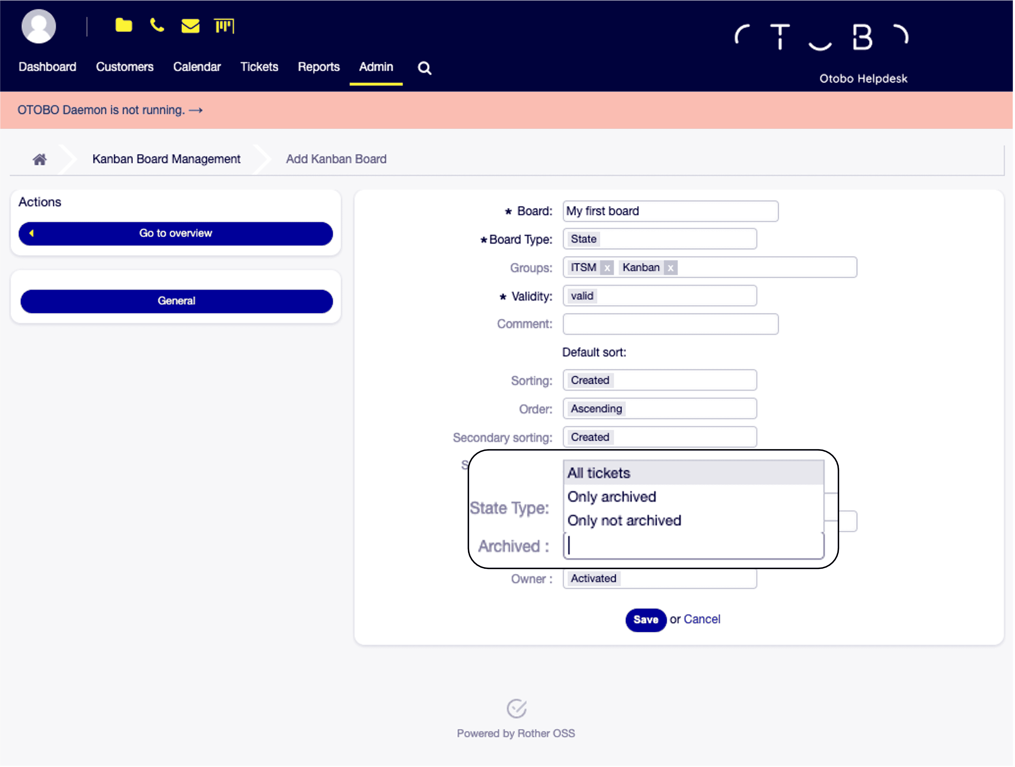Allgemeine Kanban-Einstellungen — Archiviert