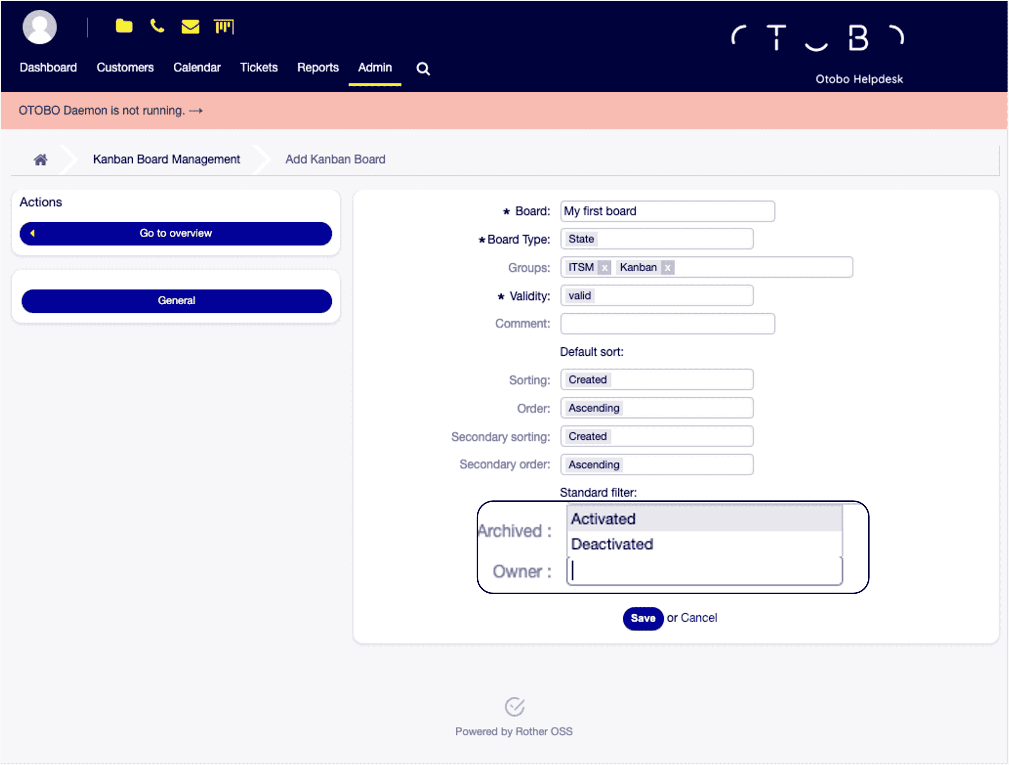 Allgemeine Kanban-Einstellungen — Besitzer