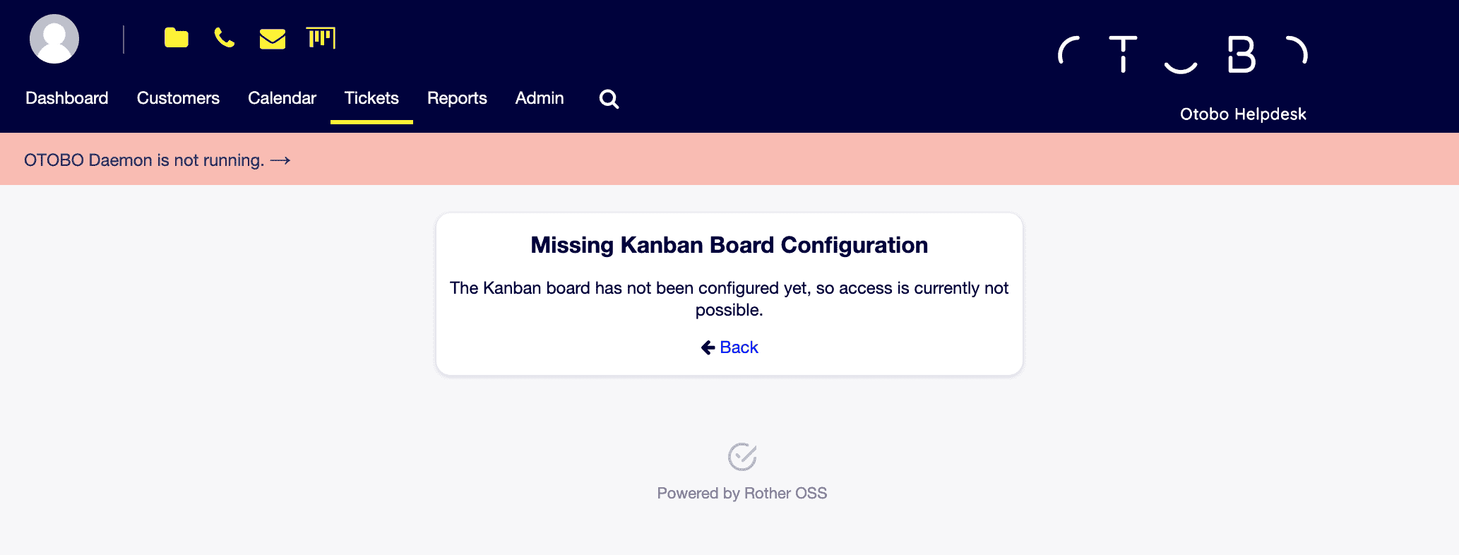 Hinweis auf fehlende Kanban-Board-Konfiguration