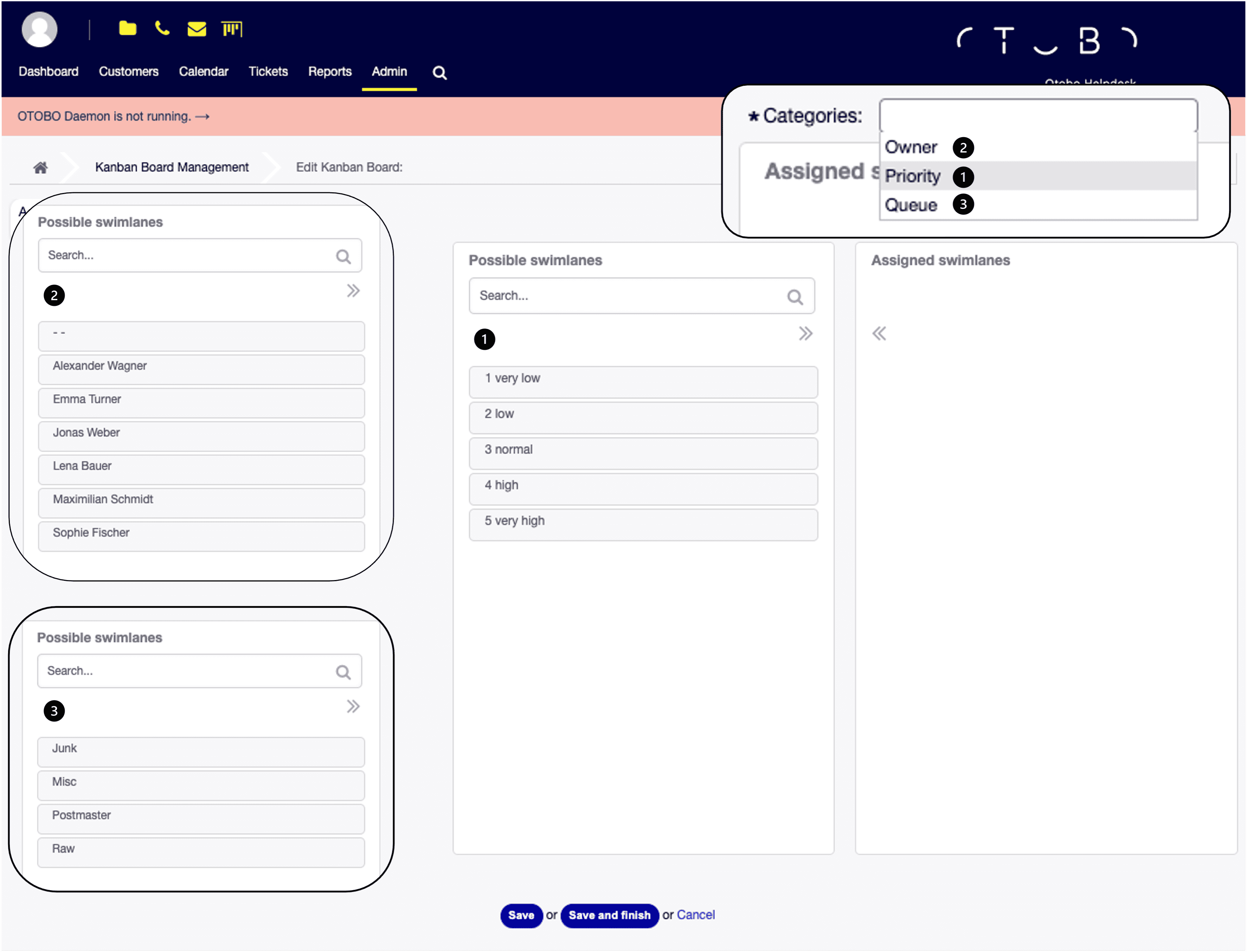 Kanban Board bearbeiten — Swimlanes