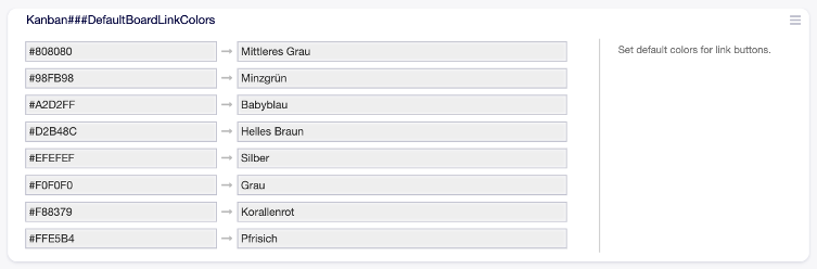 Standard-Farben der Board-Links — Konfiguration